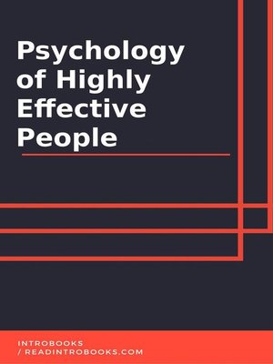 cover image of Psychology of Highly Effective People